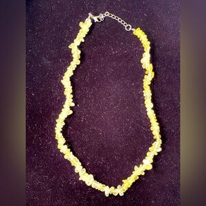VTG Natural Gemstone Lemon Quartz Necklace Sz16”+ext